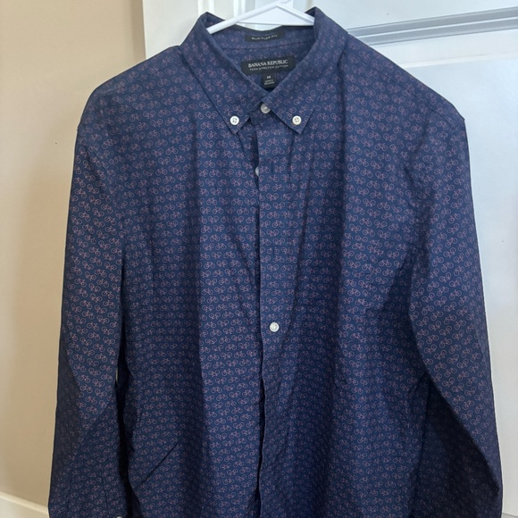 BANANA REPUBLIC LONG SLEEVE SLIM TECH-STRETCH COTTON SHIRT - Picture 1 of 4